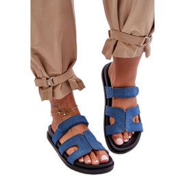 Mörkblå damflip-flops i textil