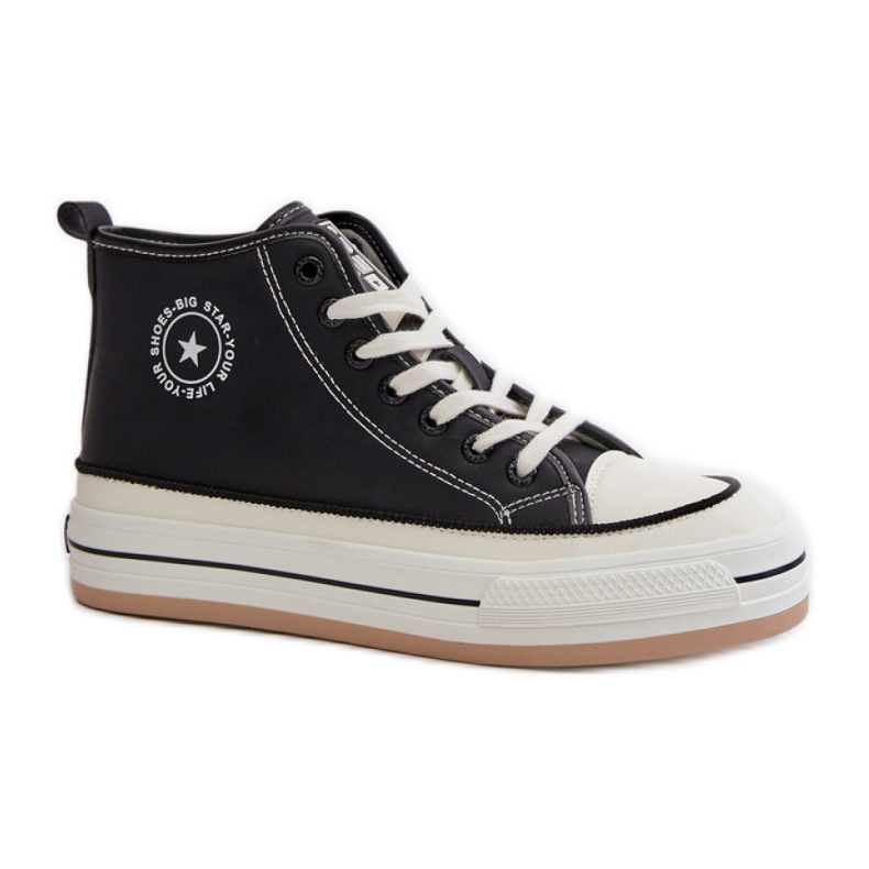 Big Star Black läder sneakers svart