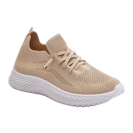 Beige Slip-On Sock Sportskor