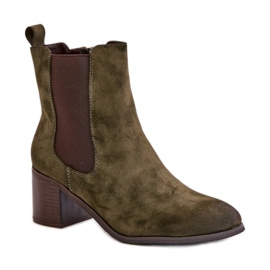 Mörkgröna ankelstövlar med hög klack