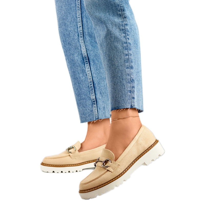 Damskor med dekor GQ97BE, beige