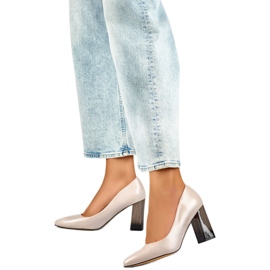 Pumpar med läderinsats GD-FL486A-L.BE beige