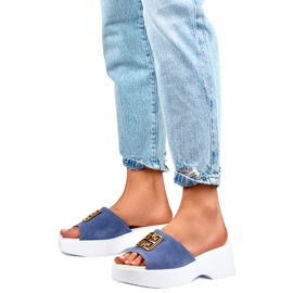 Damtofflor med dekoration GD-XF1000B, blå