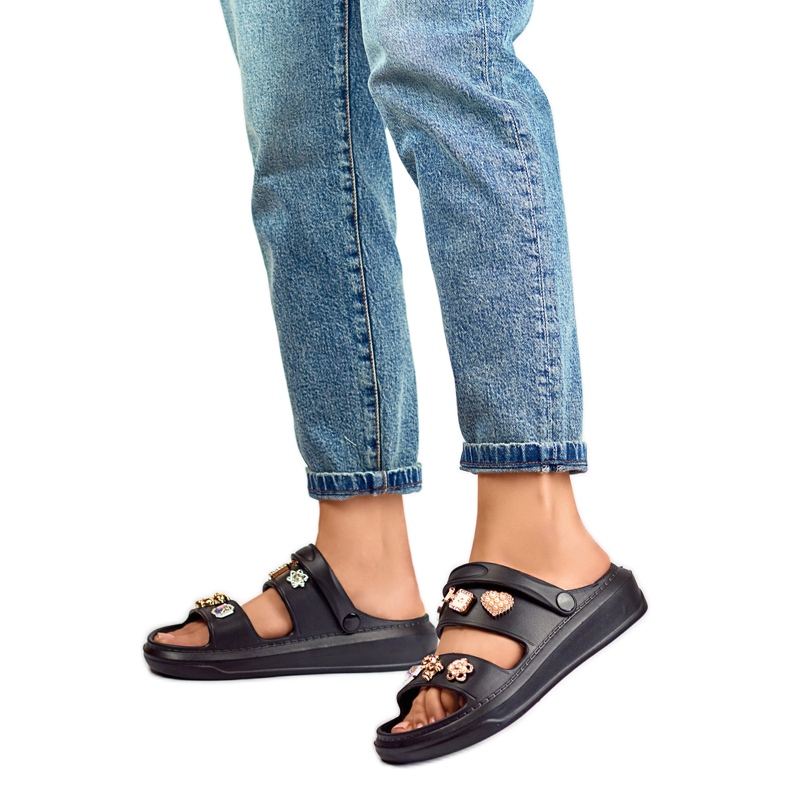 Damsandaler med dekorationer JHC3071B, svart