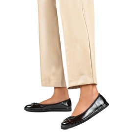 Ballerinaskor dam med rosett GD-XR392-B svartlackerade