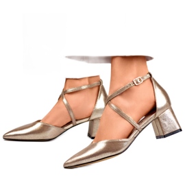 Metalliska pumpar för kvinnor GD-FL1150T Silver grå