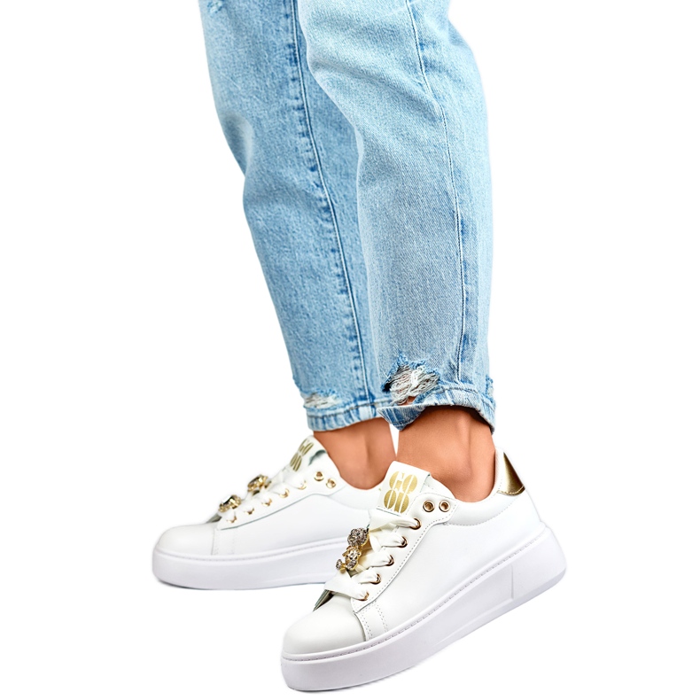 Sportskor för kvinnor med en nalle EV392-1GO, vit