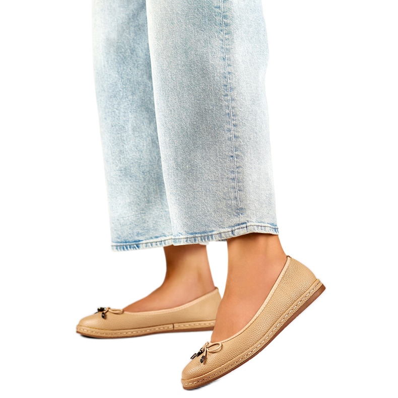 Balettlägenheter för kvinnor med rosett GD-XR392A-BE beige