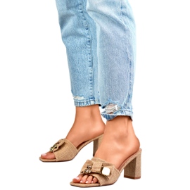 Damflip-flops med rosett 8734NA Beige