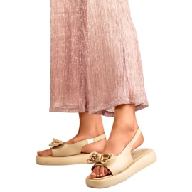 Damsandaler med rosett LX2350BE beige