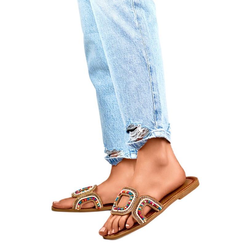 Damtofflor med pärlor 1122MIX mångfärgad