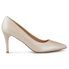 Högklackat dam med läderinlägg GD-XR501B-APR beige