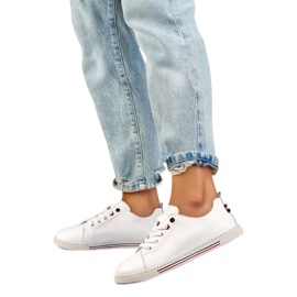 Sneakers i läder, dam 24-87967W vit