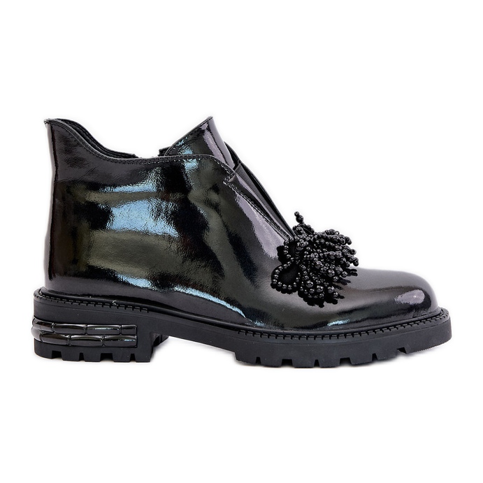 S.Barski Ankelstövlar i läder med dekoration, isolerad D&amp;A LZ42-036 Svart