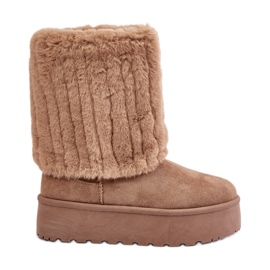 Beige Lisonea plattformsnöskor med uppvikt ovandel