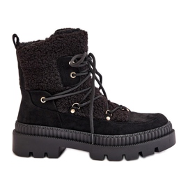 Svarta Merilana fårskinnsstövlar med päls