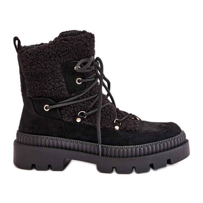 Svarta Merilana fårskinnsstövlar med päls