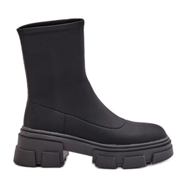 Ravendria Black Platt Heel Slip-On Boots svart