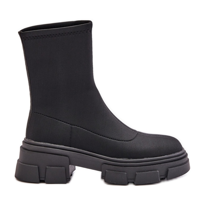 Ravendria Black Platt Heel Slip-On Boots svart