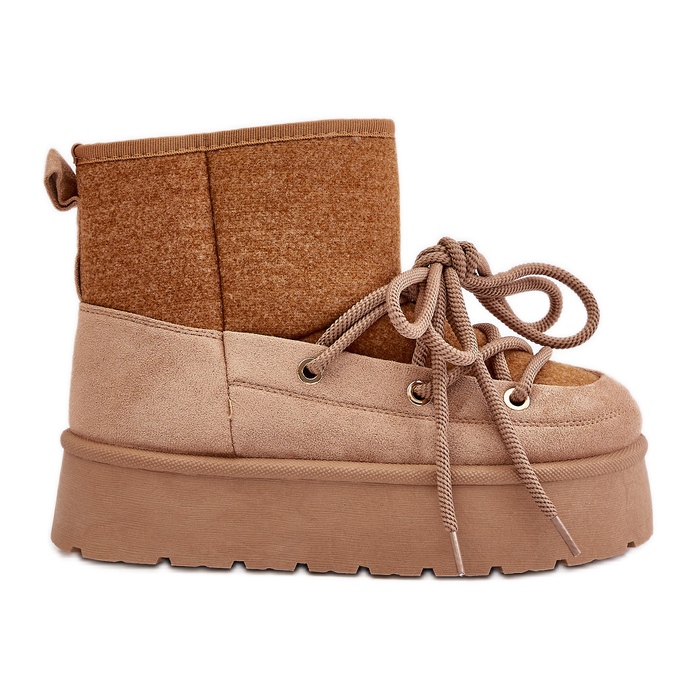 Bruna Mavora Snöskor Med Snörning På En Plattform beige