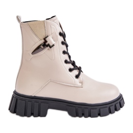 News Isolerade flickstövlar med dragkedja och dekoration, beige Zinnirella