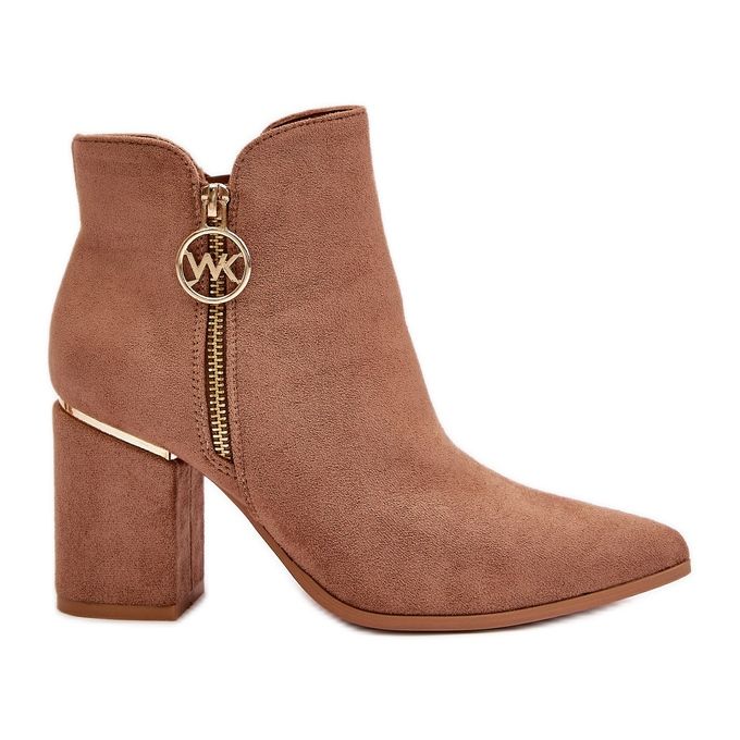 Damstövlar på hög klack med spetsiga tår Eco Mocka Varm brun Raisha beige