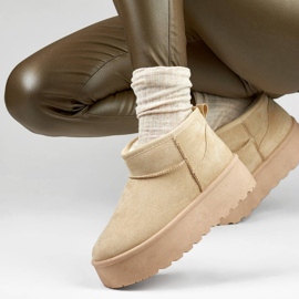 Plattformssnöskor för kvinnor, ljusbeige TL242-BE