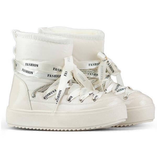 Snöskor för kvinnor, snörstövlar, beige 5754-4BE