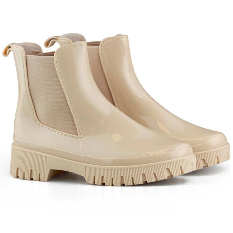 Chelsea-stövlar för kvinnor med tjock sula, beige YX227-2BE