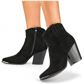 Cowboystövlar i mocka dam med hög klack, svart A5618B