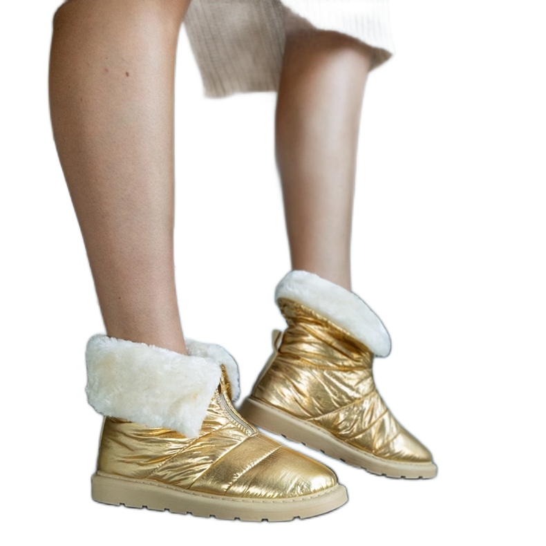 Edidda guldisolerade snöstövlar med krage gyllene
