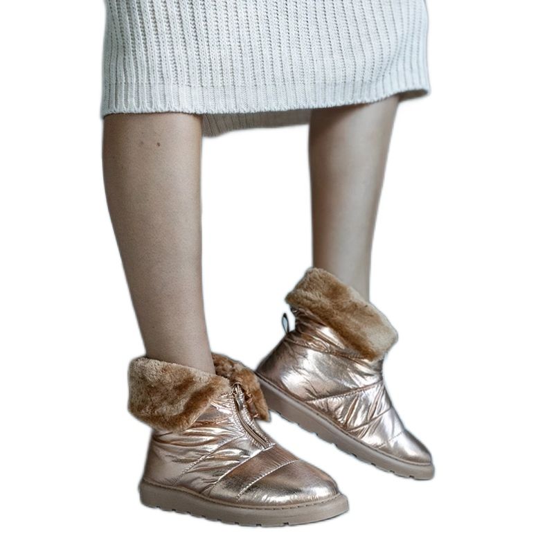 Edidda guldisolerade snöstövlar med krage gyllene