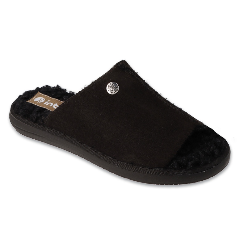 Inblu damtofflor isolerade med päls 155D161 svart