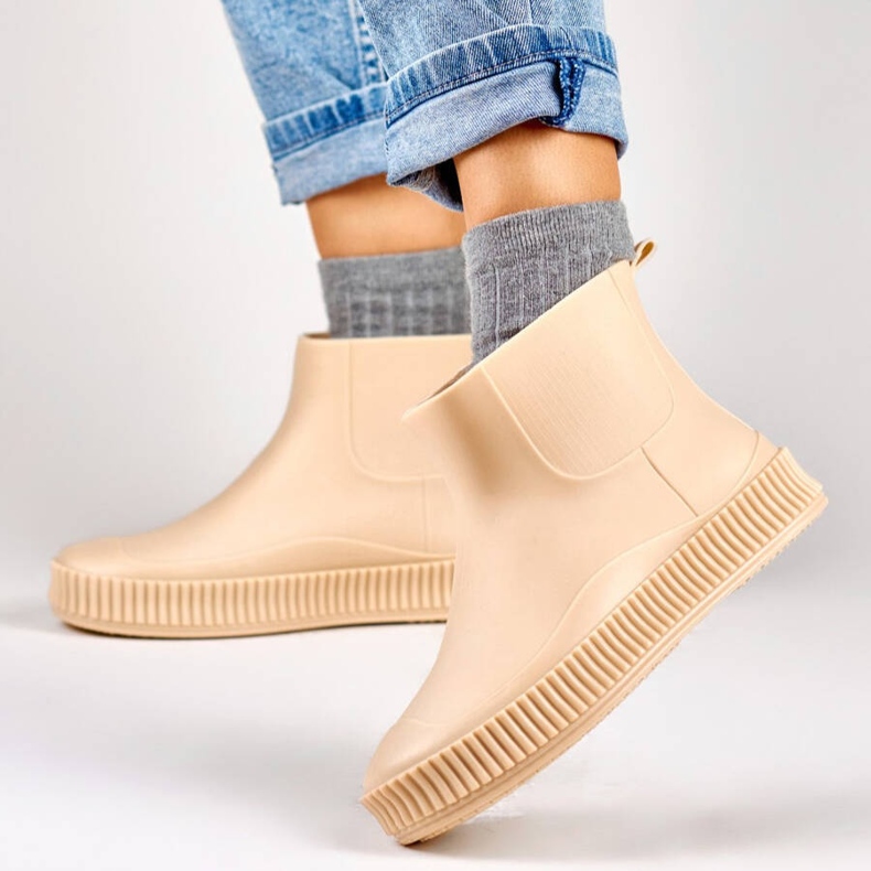 Kvinnors mattbeige Wellington-stövlar YJ-7-2BE