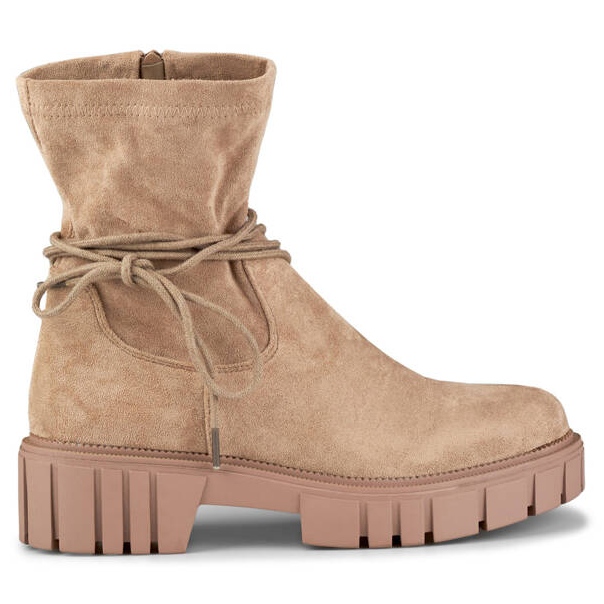 Ankelboots för damer med elastisk snörning ovandel, beige DE1127NU