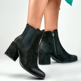 Ankelstövlar i mocka dam, svarta, 260038B-SU