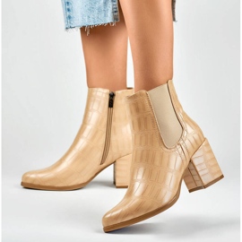 Stövlar för damer, krokobeige, 260038BE-XC