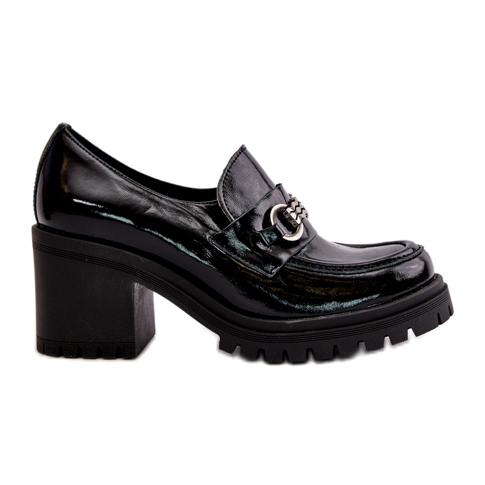 Zazoo 20175 lackskor för kvinnor på hög klack, naturligt läder, svart