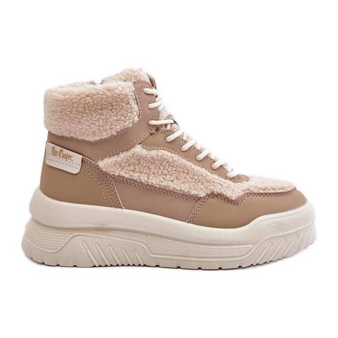 Platformsneakers dam med päls fårskinn Lee Cooper LCJ-24-47-3146 Beige