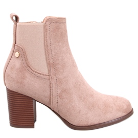 Rosey Khaki klassiska högklackade ankelboots beige