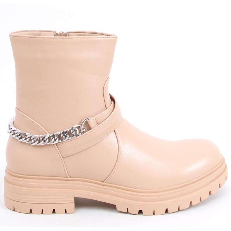 Cindy Nude ankelboots med kedja beige