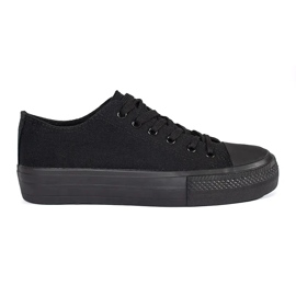 Seastar Svarta klassiska damsneakers med snörning med plattform