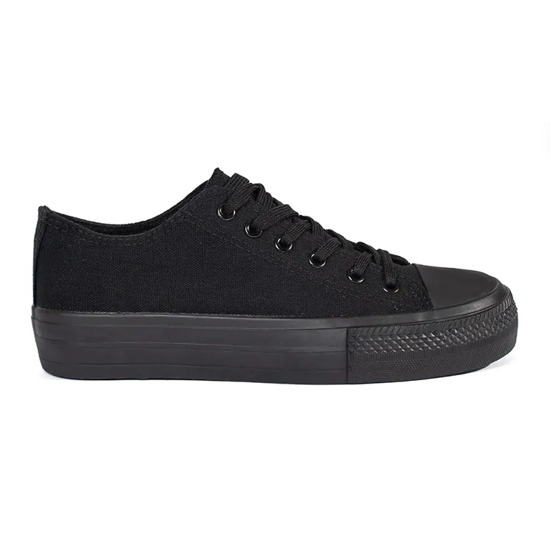 Seastar Svarta klassiska damsneakers med snörning med plattform