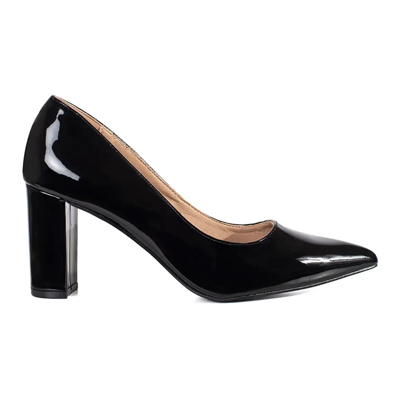 Seastar Eleganta patentsvarta högklackade pumps