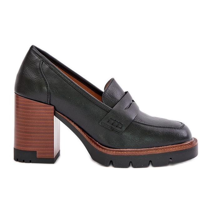 Högklackade damskor gjorda av ekologiskt läder, svart Vinceza 58105