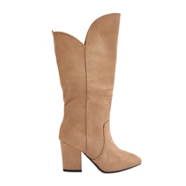 Over-the-knee boots gjorda av eko-mocka, beige Clorira
