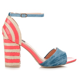 Vices Espadrillos i denim med hög klack rosa