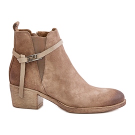 Zazoo 60478 Stövlar med hög klack i mocka, isolerade, fästs med dragkedja, beige