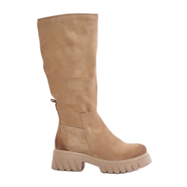 Zazoo 70145 Over-the-knee stövlar i mocka, varmbeige