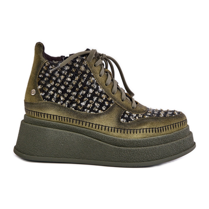 Läderstövlar på plattform och kil Maciejka 06759-09 Grön